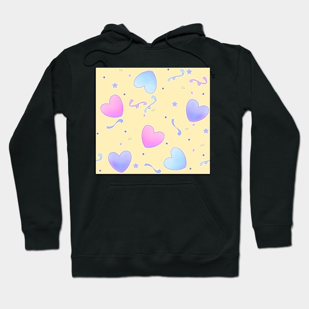 Fairy Kei Hearts on Butter Yellow Hoodie by FrostedSoSweet